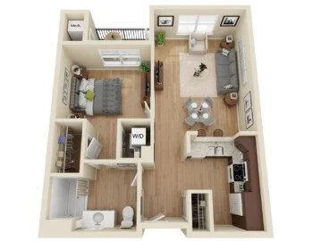 floor plan rendering for senior living residence at Greenfields of Geneva