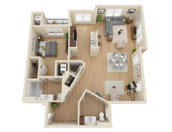 floor plan rendering for senior living residence at Greenfields of Geneva