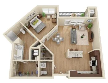 floor plan rendering for senior living residence at Greenfields of Geneva