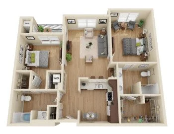 floor plan rendering for senior living residence at Greenfields of Geneva