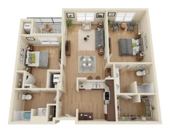 floor plan rendering for senior living residence at Greenfields of Geneva