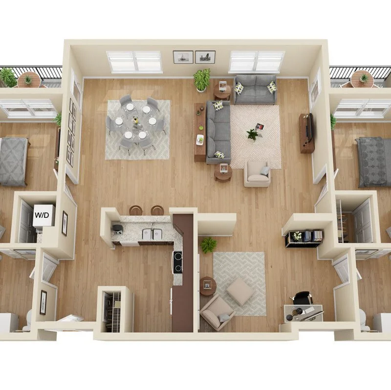 floor plan rendering for senior living residence at Greenfields of Geneva