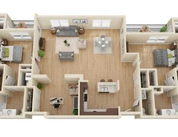 floor plan rendering for senior living residence at Greenfields of Geneva