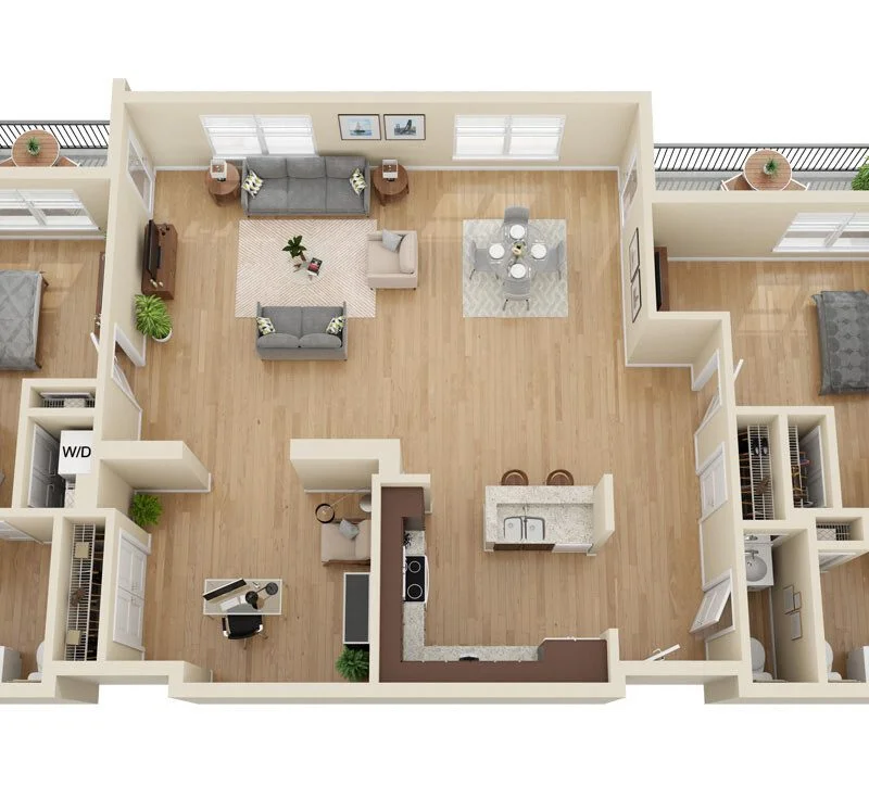 floor plan rendering for senior living residence at Greenfields of Geneva