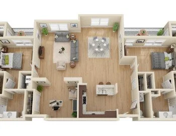 floor plan rendering for senior living residence at Greenfields of Geneva