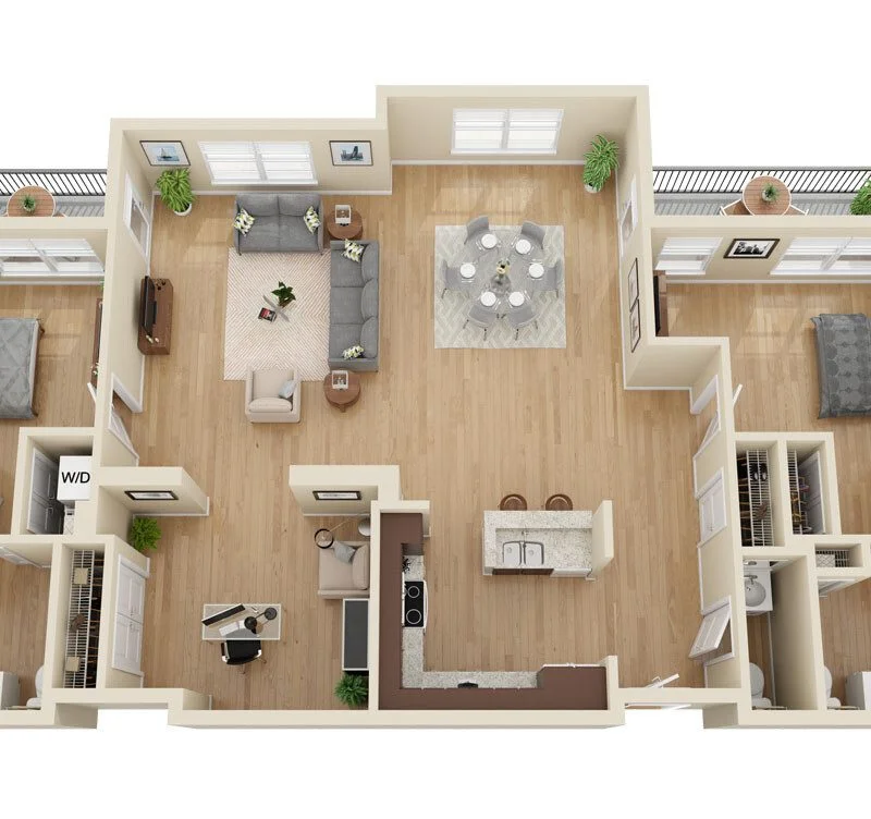 floor plan rendering for senior living residence at Greenfields of Geneva