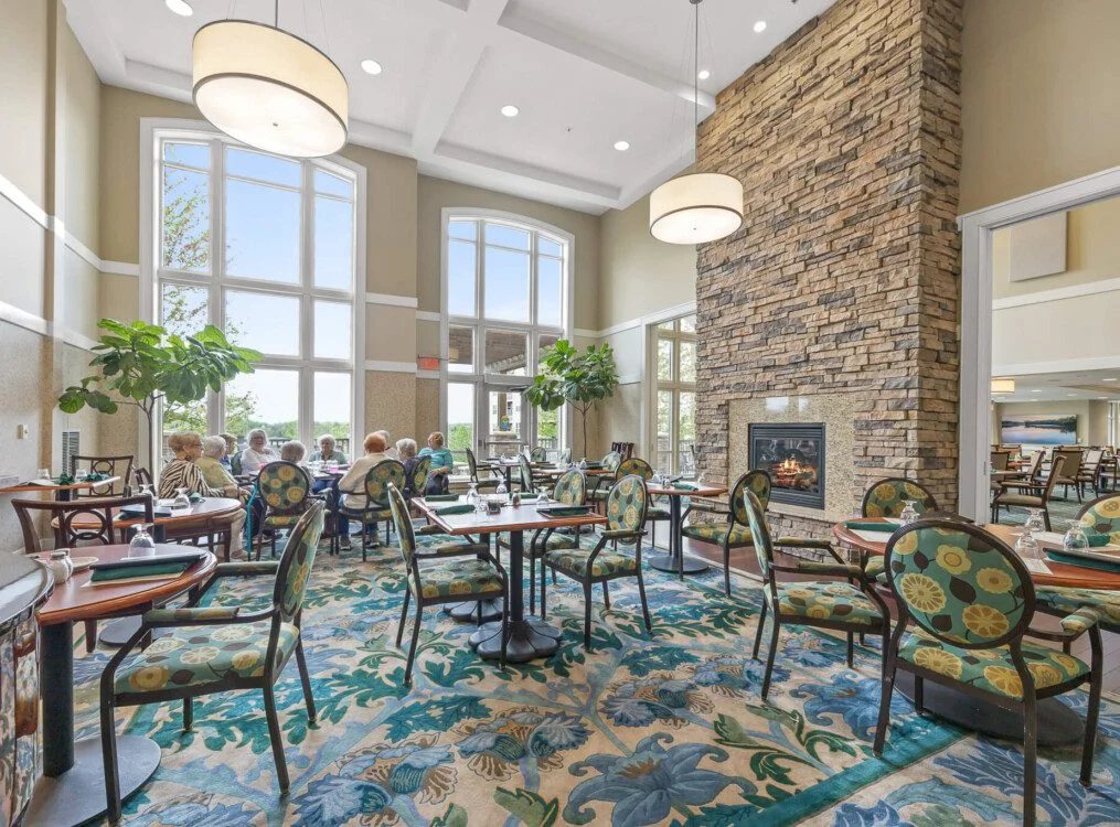 community gathering space at Greenfields of Geneva senior living community