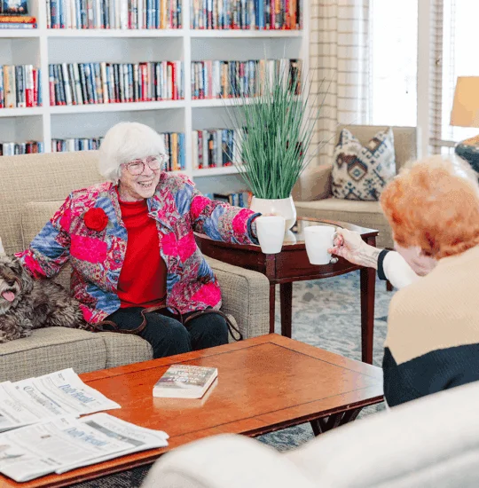 Having coffee in commons area